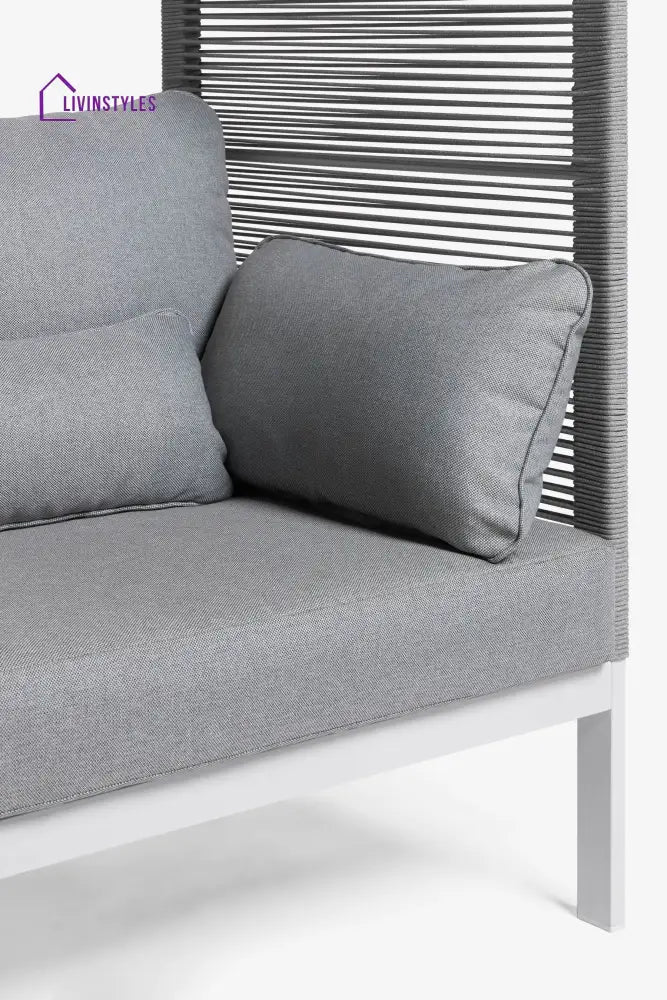Rock Outdoor Poolside Sunbed With Cushion Daybed (Grey) Braided & Rope - Sunbed