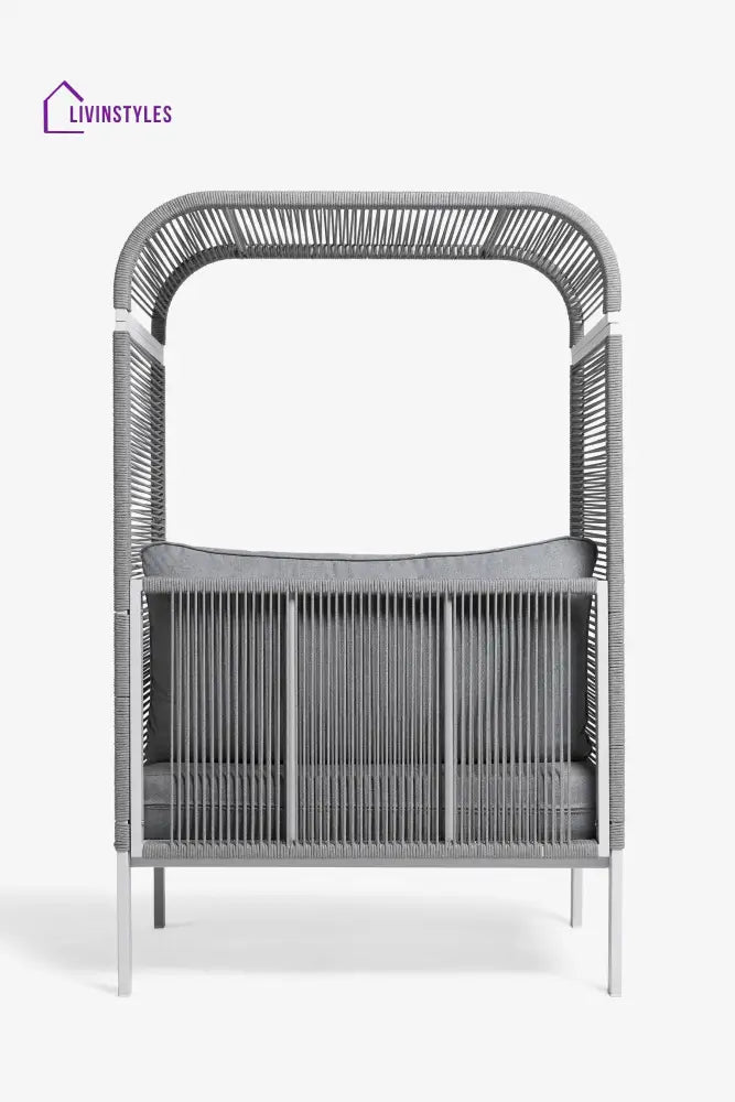 Rock Outdoor Poolside Sunbed With Cushion Daybed (Grey) Braided & Rope - Sunbed