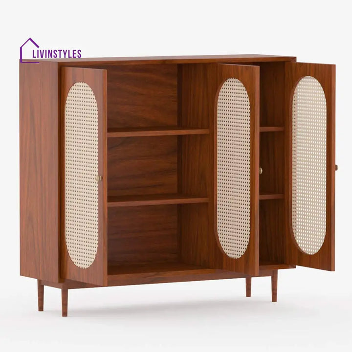 Rodion Solid Wood Acacia Cane Cabinet and Sideboard (Honey Finish)