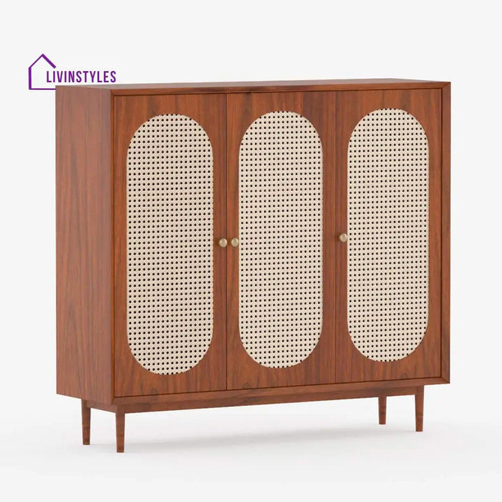 Rodion Solid Wood Acacia Cane Cabinet and Sideboard (Honey Finish)