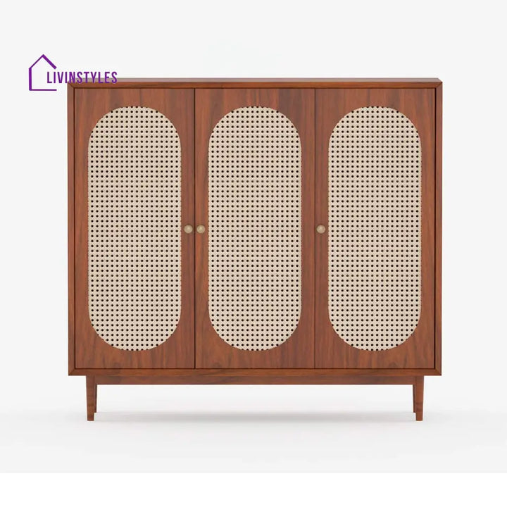 Rodion Solid Wood Acacia Cane Cabinet and Sideboard (Honey Finish)
