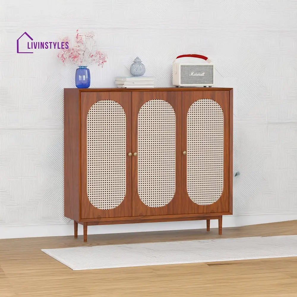 Rodion Solid Wood Acacia Cane Cabinet and Sideboard (Honey Finish)