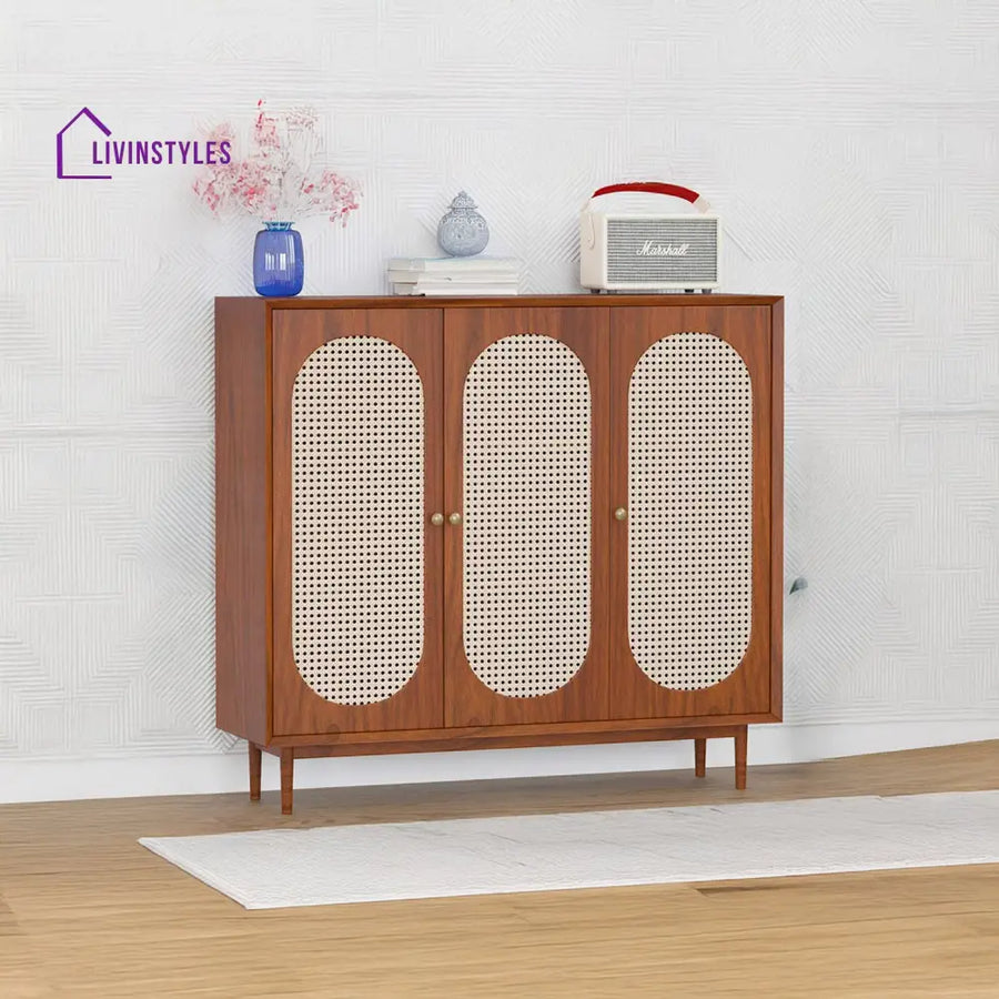 Rodion Solid Wood Acacia Cane Cabinet and Sideboard (Honey Finish)