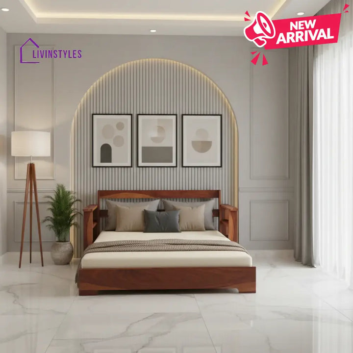 Rodion Solid Wood Sheesham Sofa Cum Bed | Solid Wood Sofa Come Bed (Honey Finish)
