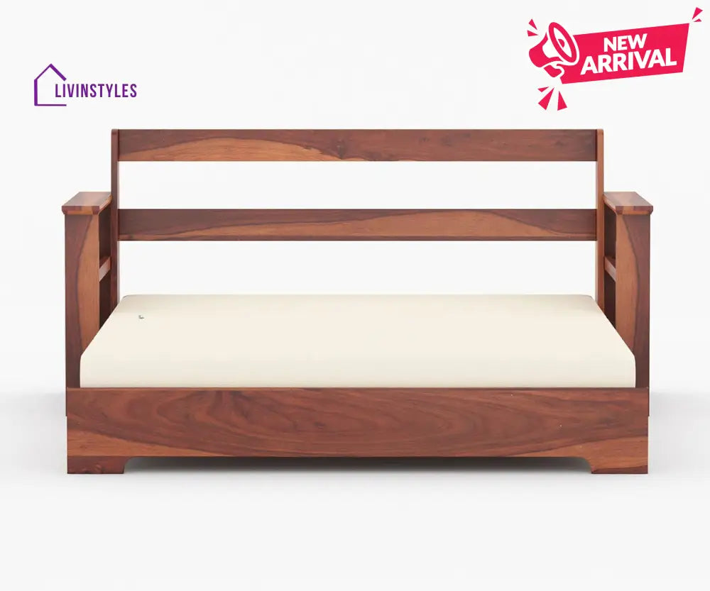 Rodion Solid Wood Sheesham Sofa Cum Bed | Solid Wood Sofa Come Bed (Honey Finish)