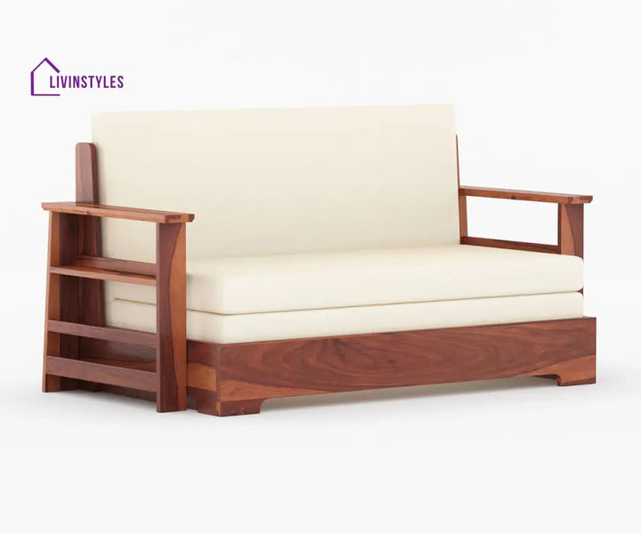 Rodion Solid Wood Sheesham Sofa Cum Bed | Solid Wood Sofa Come Bed (Honey Finish)
