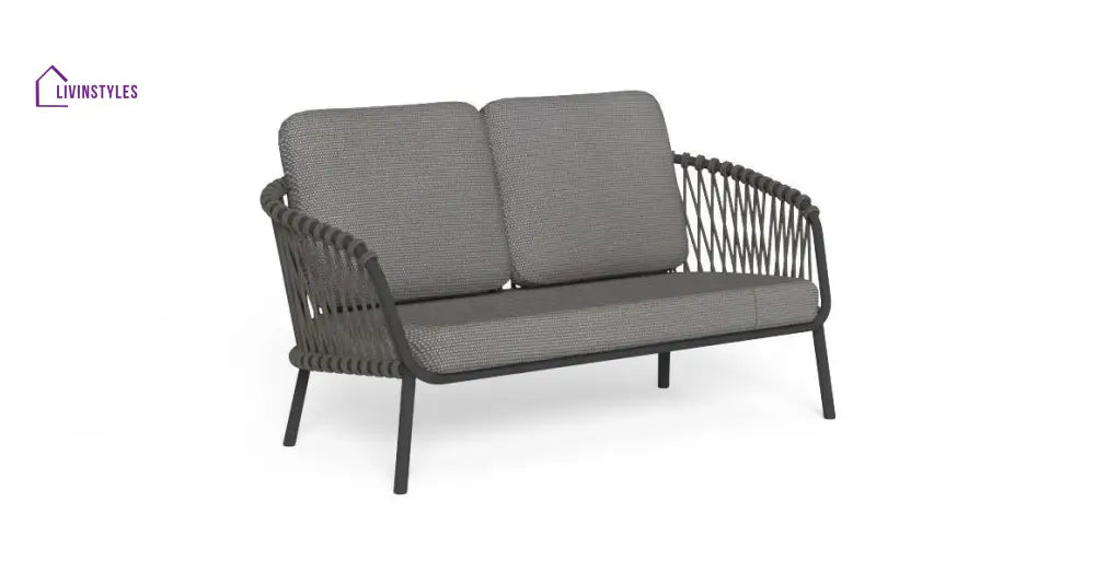 Rogar Outdoor Sofa Set 2 Seater 2 Single seater and 1 Center Table Set (Black + Grey) Braided & Rope - Sofa Sets