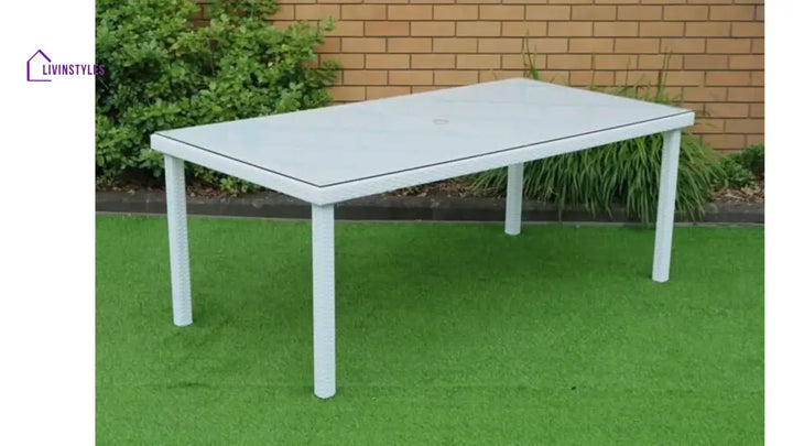 Rohan 8 Seater Wicker Outdoor Dining Set With Cushion And Table (White & Dark Grey)