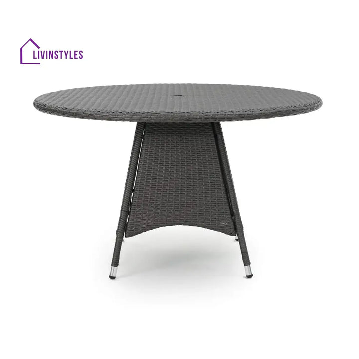 Rokia Outdoor Rattan Wicker Round Patio Table (Black) - Table