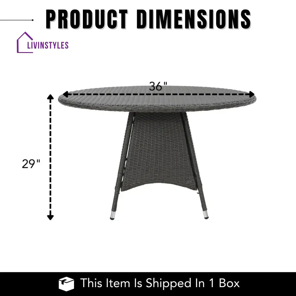 Rokia Outdoor Rattan Wicker Round Patio Table (Black) - Table