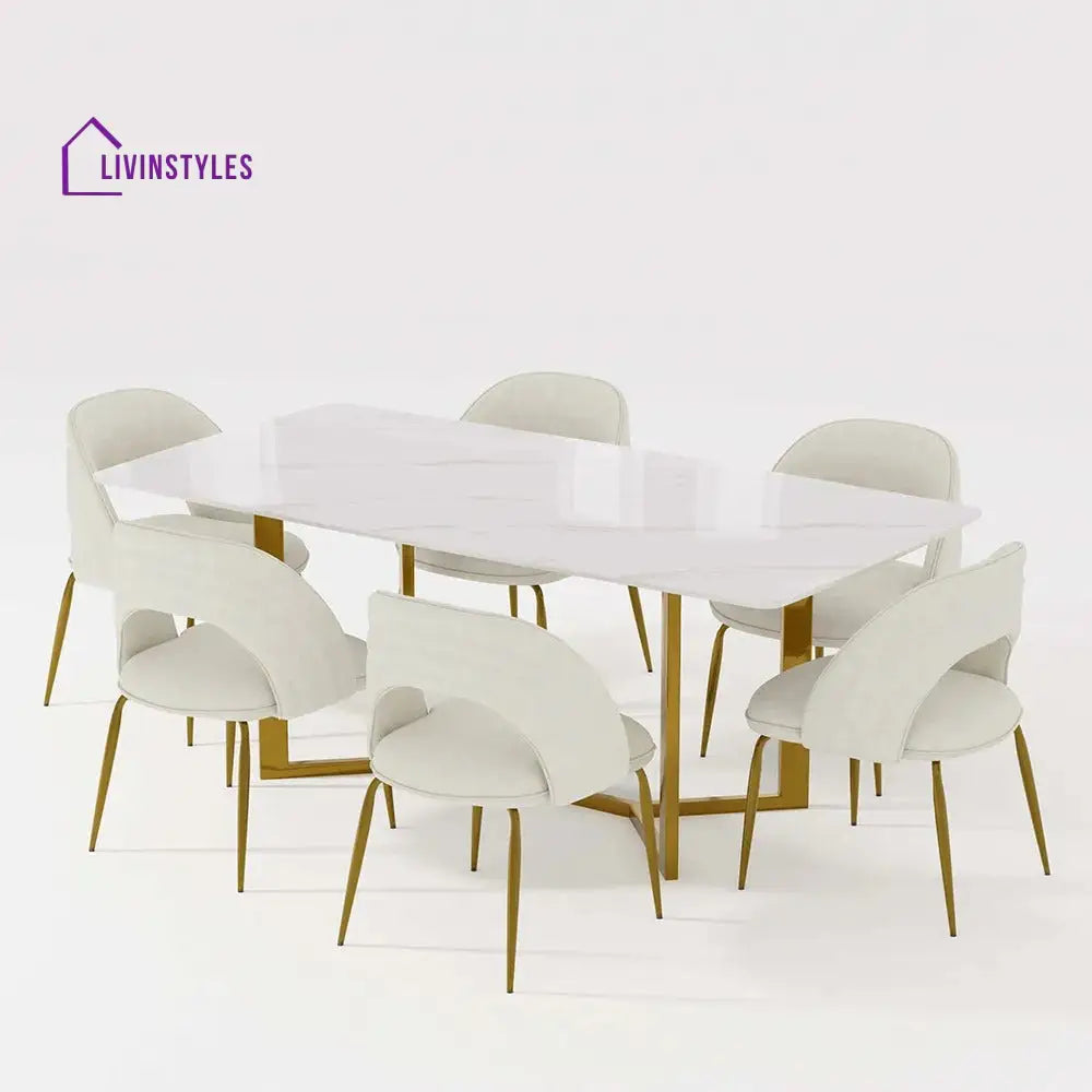 Roman 7PCS Modern Luxe Dining Table Sets for 6