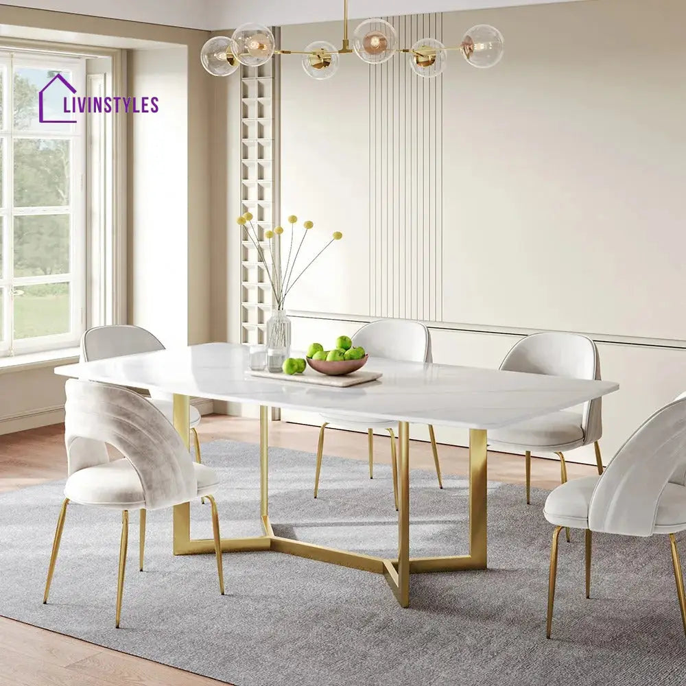Roman 7PCS Modern Luxe Dining Table Sets for 6