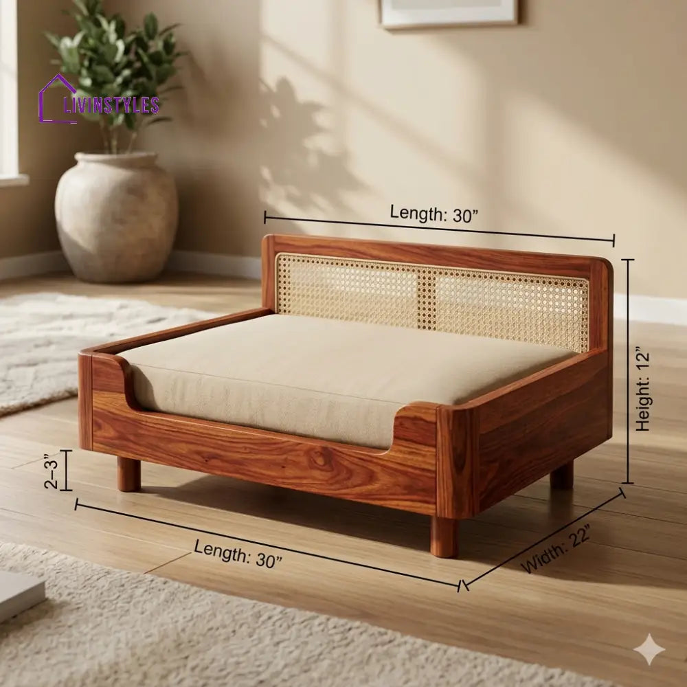 Roman Solid Sheesham Wood Pet Daybed | Cat Bed | Dog Bed
