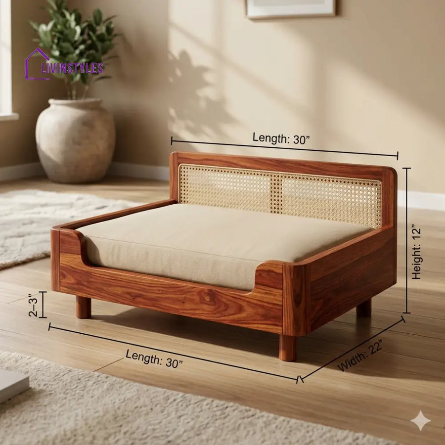 Roman Solid Sheesham Wood Pet Daybed | Cat Bed | Dog Bed