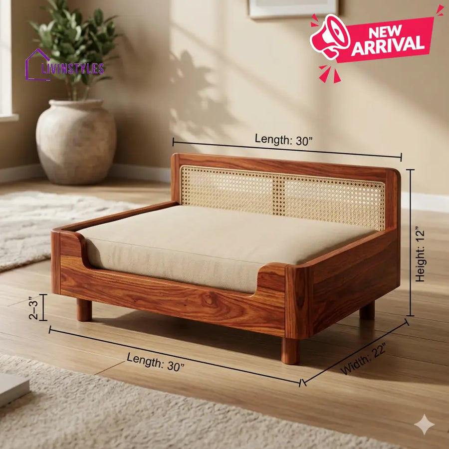 Roman Solid Sheesham Wood Pet Daybed | Cat Bed | Dog Bed