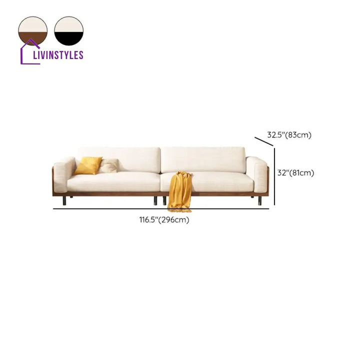 Roman Solid Wood 3 Seater Sofa for Living Room