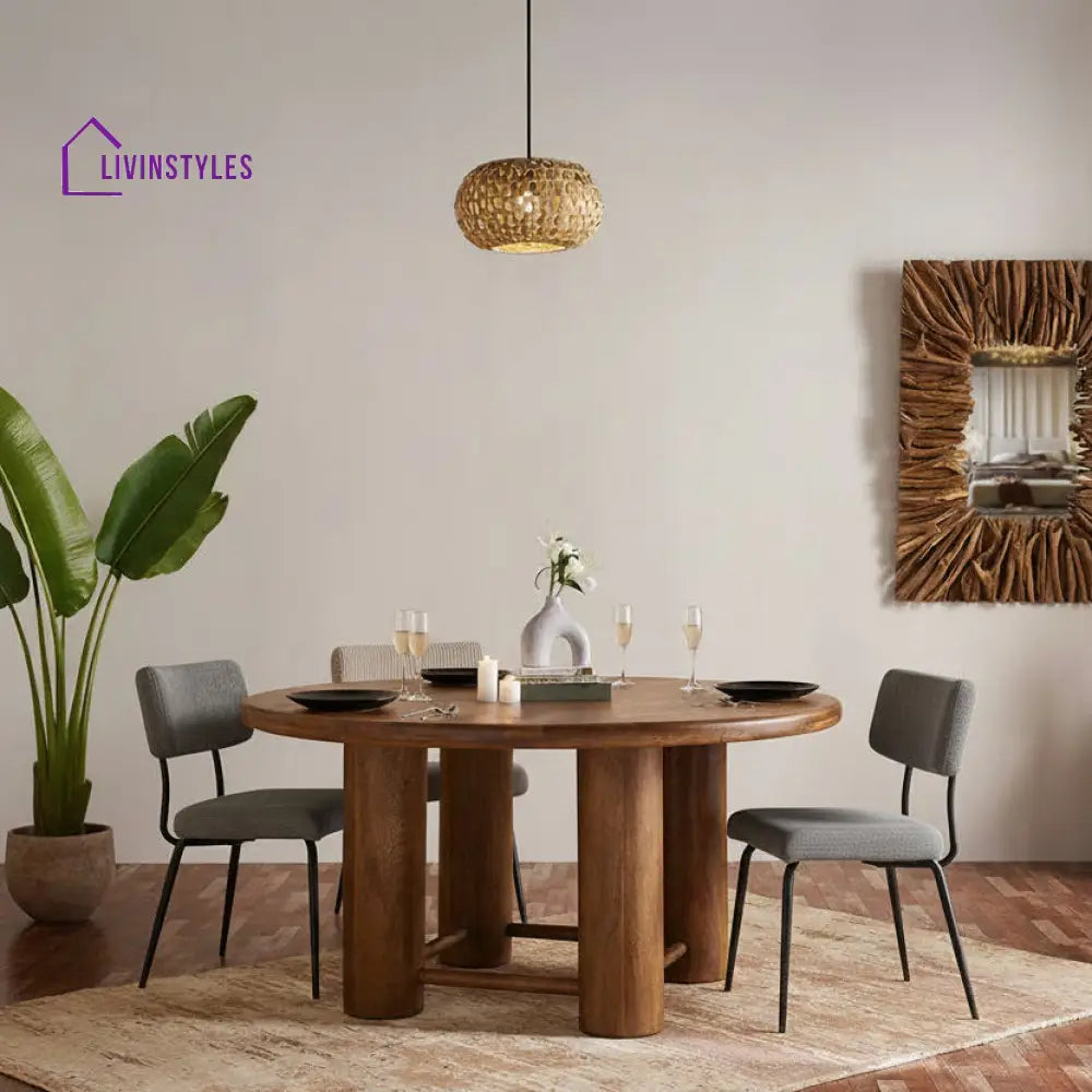 Roman Wooden 6 Seater Dining Table Brown Dining Table