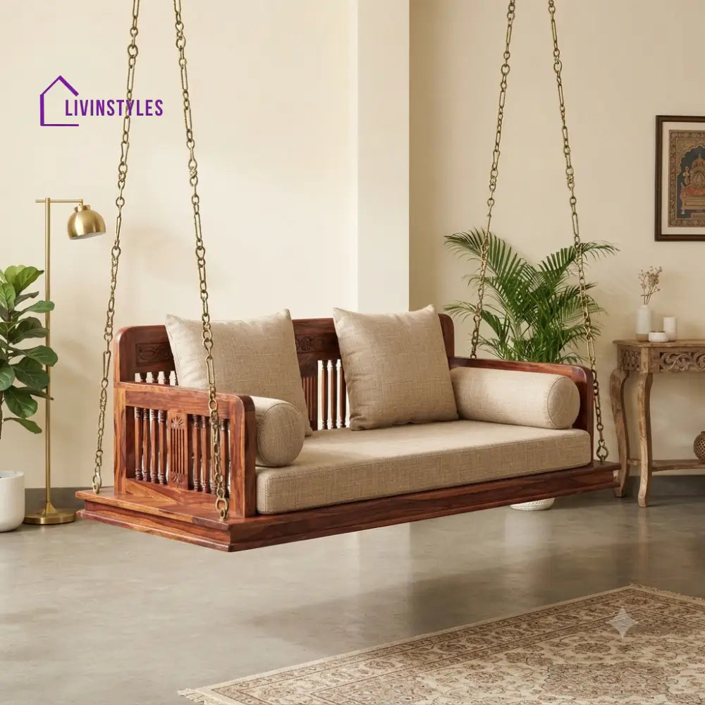 Romane 2 Seater Wooden Swing for Home | Wooden Jhula for home