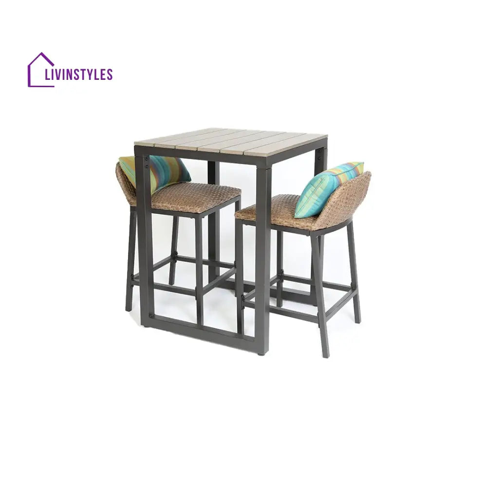 Romani Outdoor Patio Bar Sets 2 Chairs and 1 Table (Cream) - Bar Sets