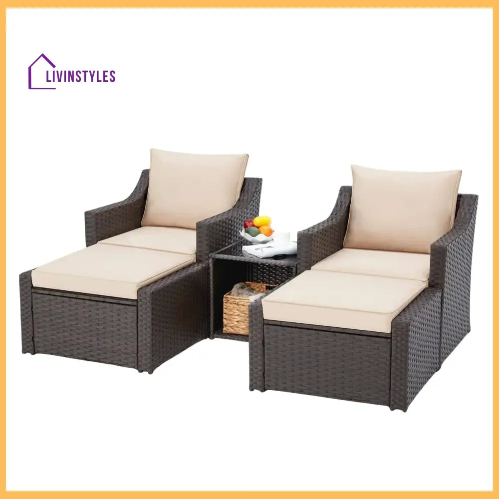 Romilly Outdoor Wicker 5-Piece Patio Sofa Set Patio Sofa Set