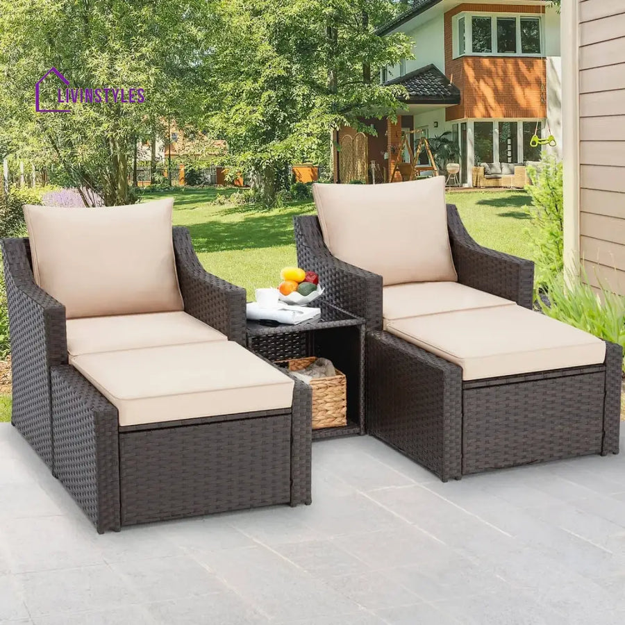 Romilly Outdoor Wicker 5-Piece Patio Sofa Set Patio Sofa Set