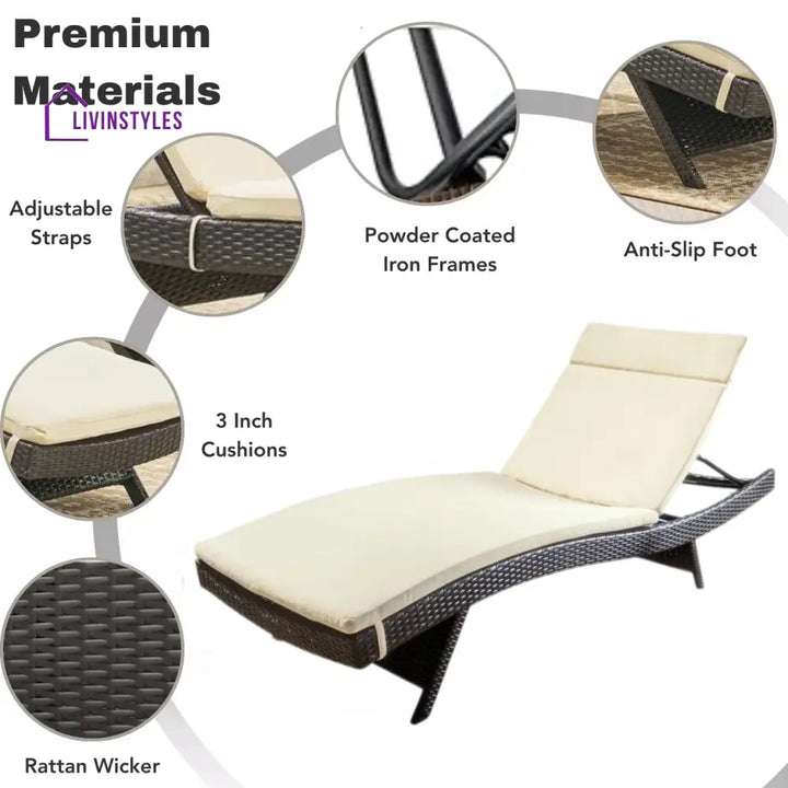 Rong All-Weather Rattan Wicker Outdoor Chaise Lounge Chair Set of 2 - Lounger Set