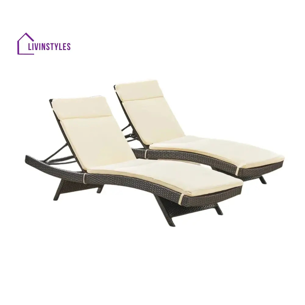 Rong All-Weather Rattan Wicker Outdoor Chaise Lounge Chair Set of 2 - Lounger Set
