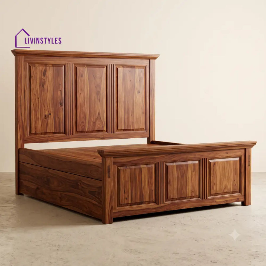 Roopa Sheesham Wood Bed With Box Storage | Wooden Bed