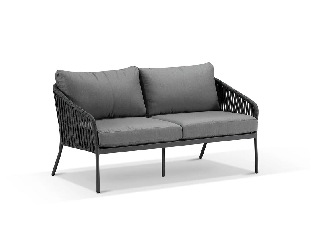 Restiva Outdoor Garden Balcony Sofa Set 2 Seater , 2  Single Seater 1 Center Table Set, Braid & Rope (Dark Grey)