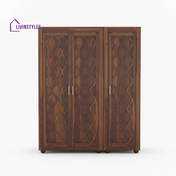 Rosa Sheesham Wood 3 door wardrobe Walnut