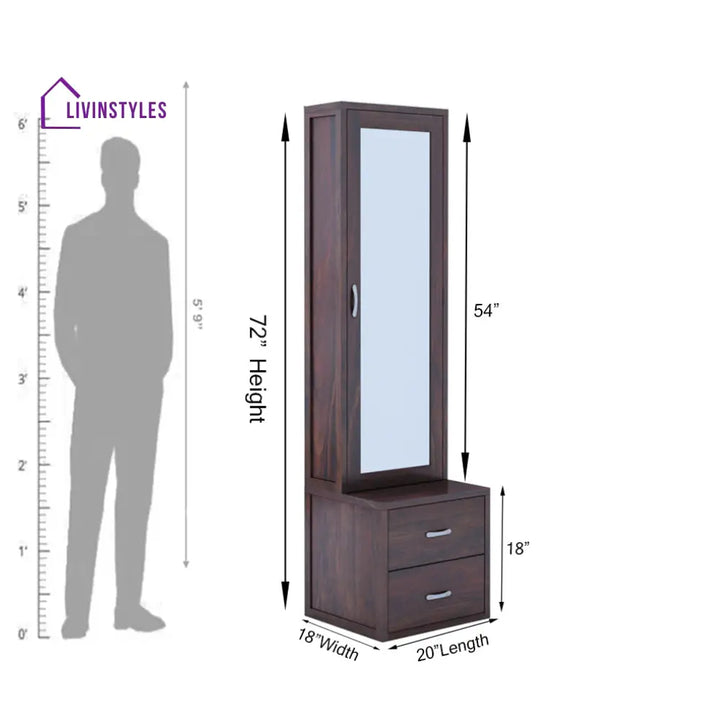 Rosa Solid Sheesham Wood Dressing Table with Cabinet Dresser