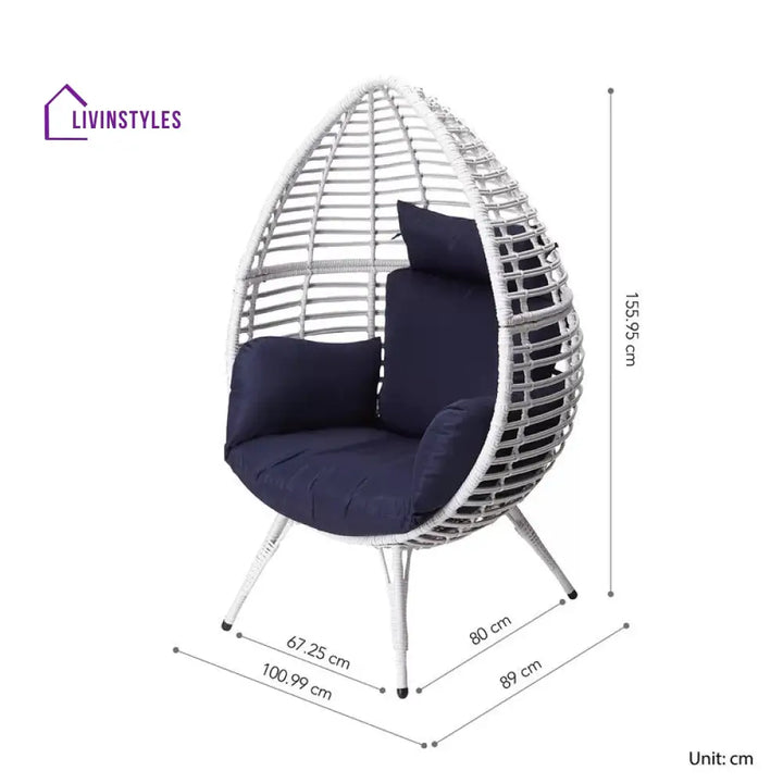 Rosabella Single Seater Swing Basket For Balcony & Garden (White) - Swings
