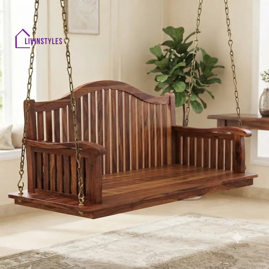 Rosalie 2 Seater Wooden Swing for Home | Wooden Jhula for home