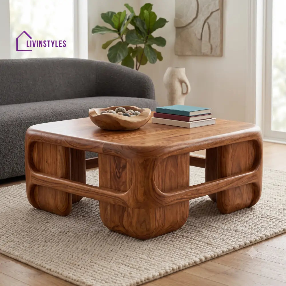 Rosalie Wooden Coffee Table for Living Room | Tea Table | Teapoy | Center table