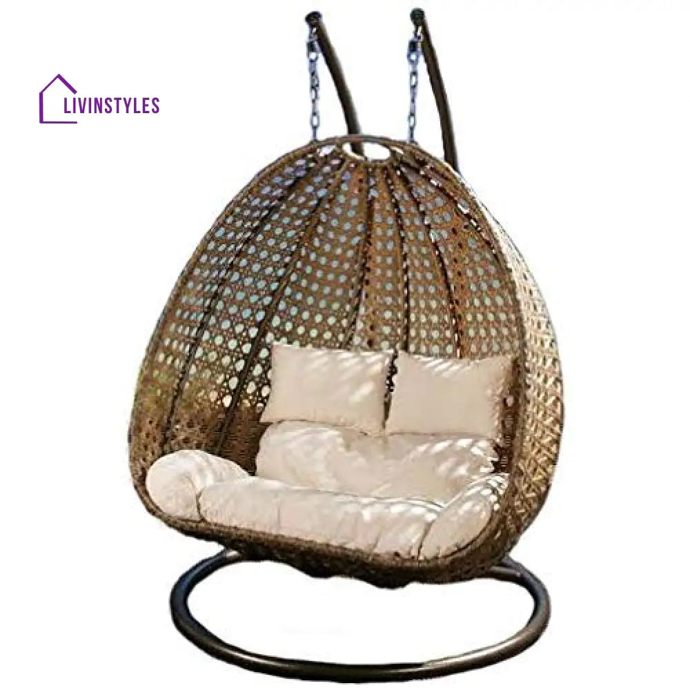 Rosannah Double Seater Hanging Swing With Stand For Balcony Garden Swing (Gold) - Swings
