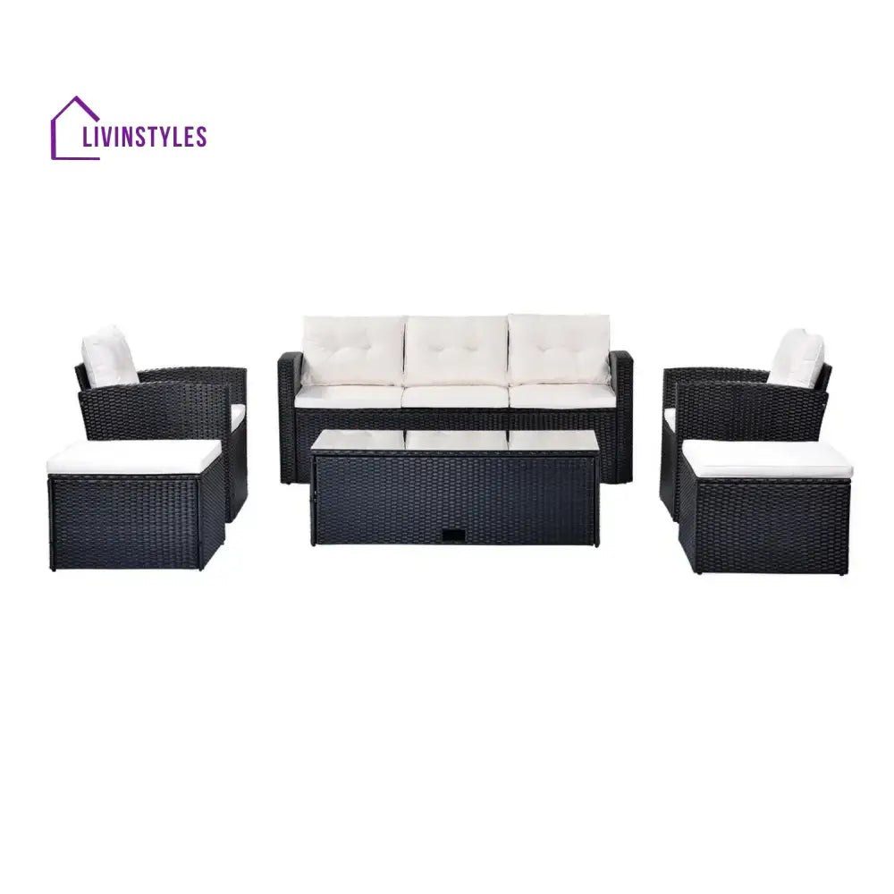 Rosario 6 Piece Outdoor Conversation Set All Weather Wicker Sectional Sofa - Sofa Set