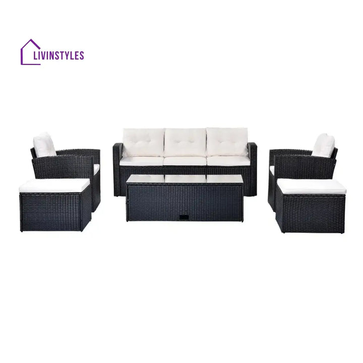 Rosario 6 Piece Outdoor Conversation Set All Weather Wicker Sectional Sofa - Sofa Set