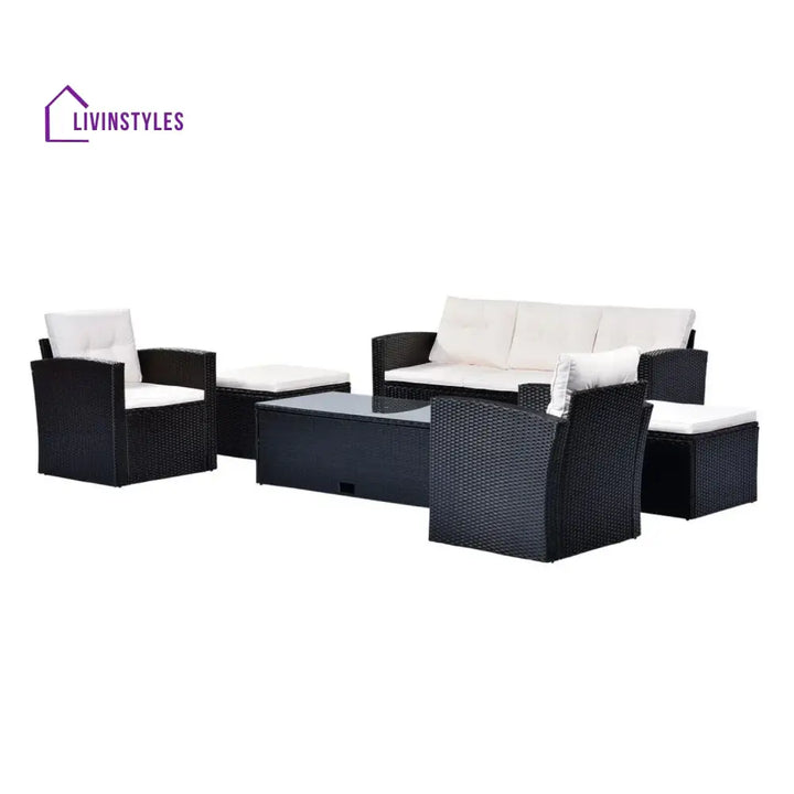 Rosario 6 Piece Outdoor Conversation Set All Weather Wicker Sectional Sofa - Sofa Set