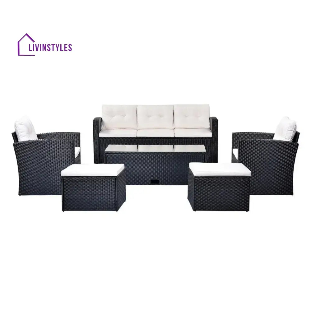 Rosario 6 Piece Outdoor Conversation Set All Weather Wicker Sectional Sofa - Sofa Set