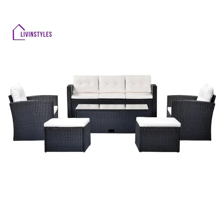 Rosario 6 Piece Outdoor Conversation Set All Weather Wicker Sectional Sofa - Sofa Set