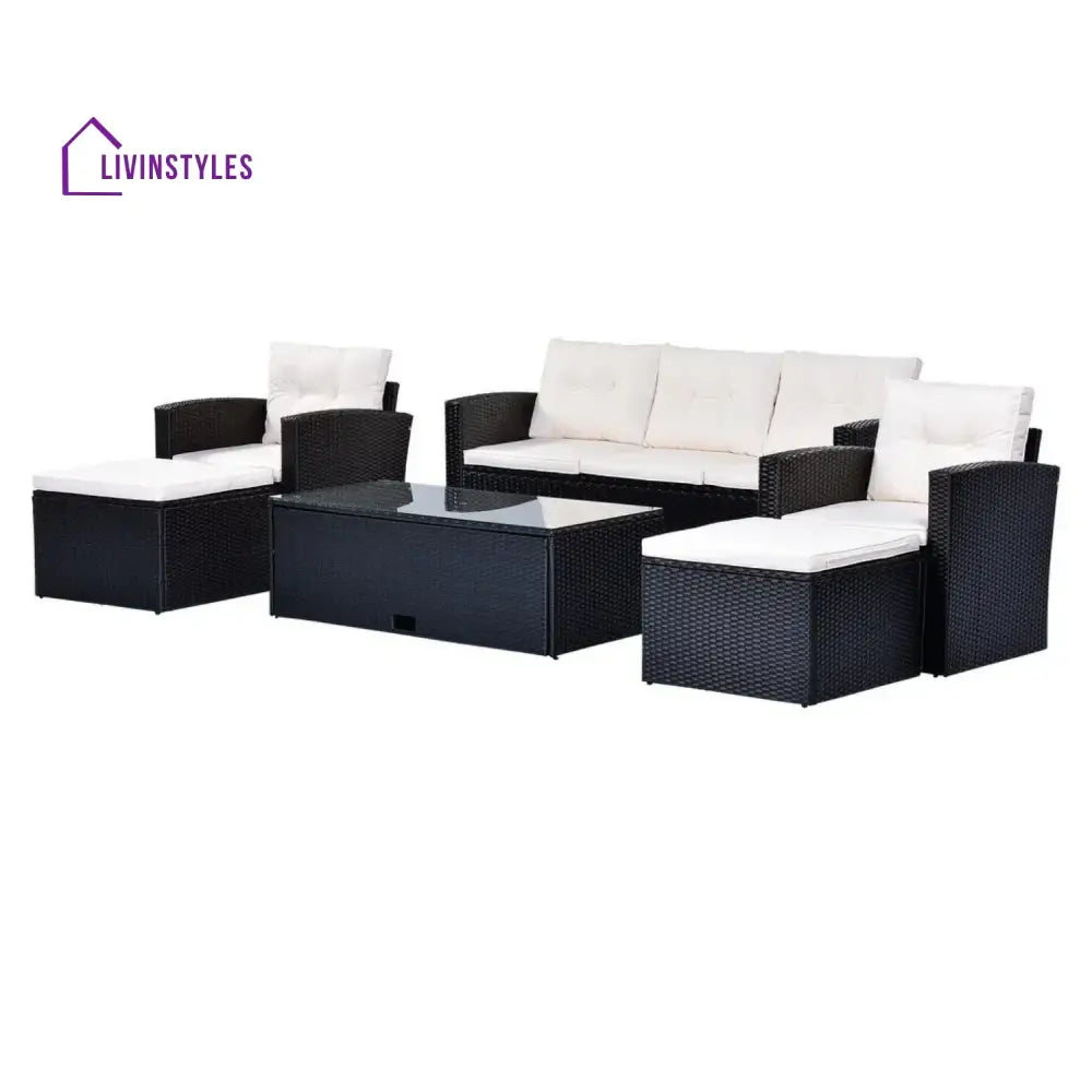 Rosario 6 Piece Outdoor Conversation Set All Weather Wicker Sectional Sofa - Sofa Set