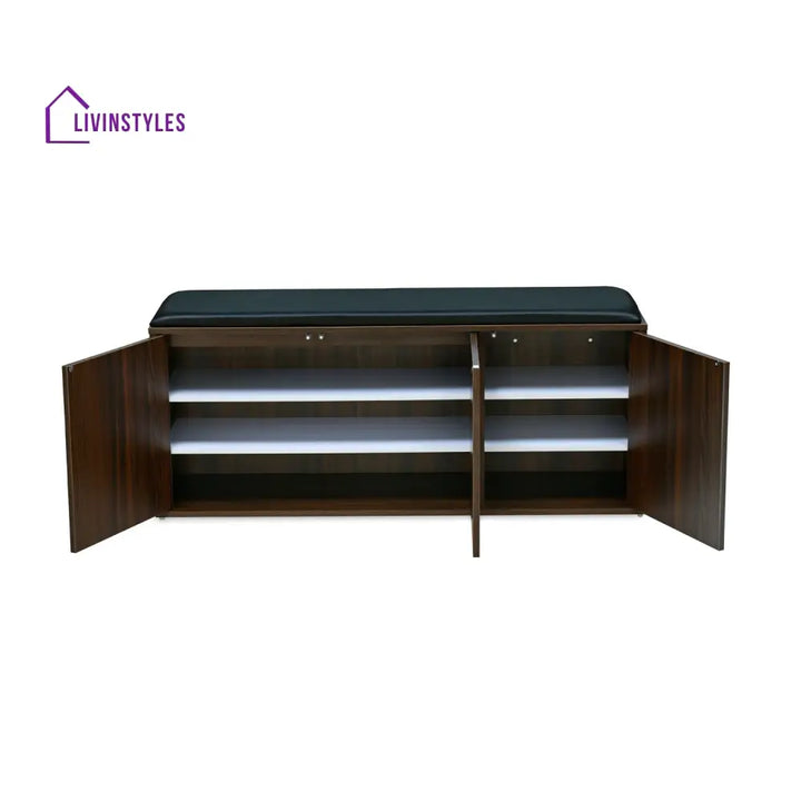 Viktor 3 Door Engineered Wood Shoe Cabinet (Walnut) Home Furniture