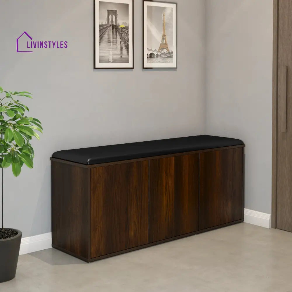 Viktor 3 Door Engineered Wood Shoe Cabinet (Walnut) Home Furniture