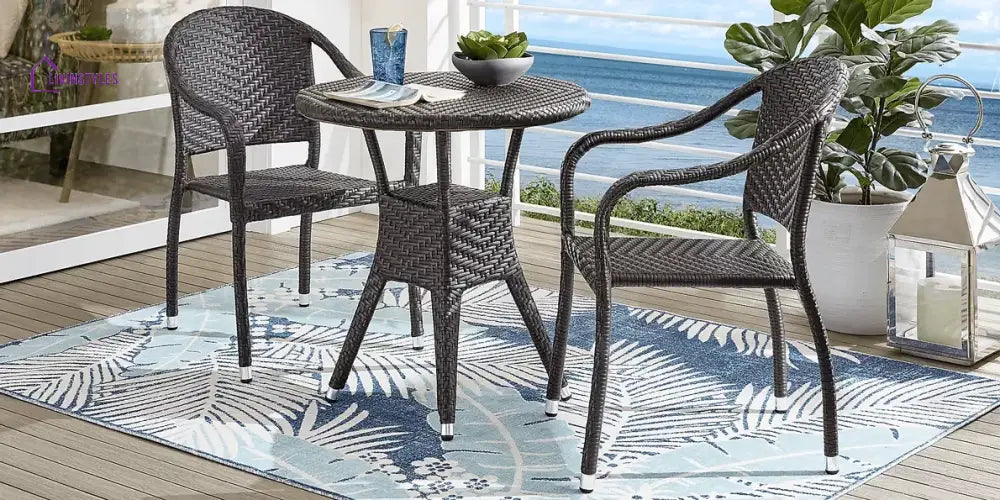 Roselle Outdoor Patio Seating Set 2 Chairs and 1 Table Set - Brown - Coffee Table Sets