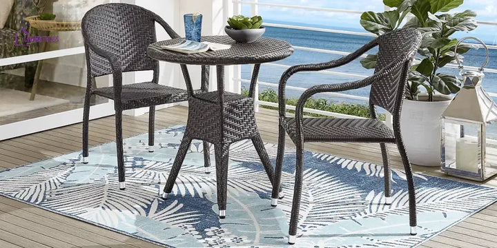 Roselle Outdoor Patio Seating Set 2 Chairs and 1 Table Set - Brown - Coffee Table Sets