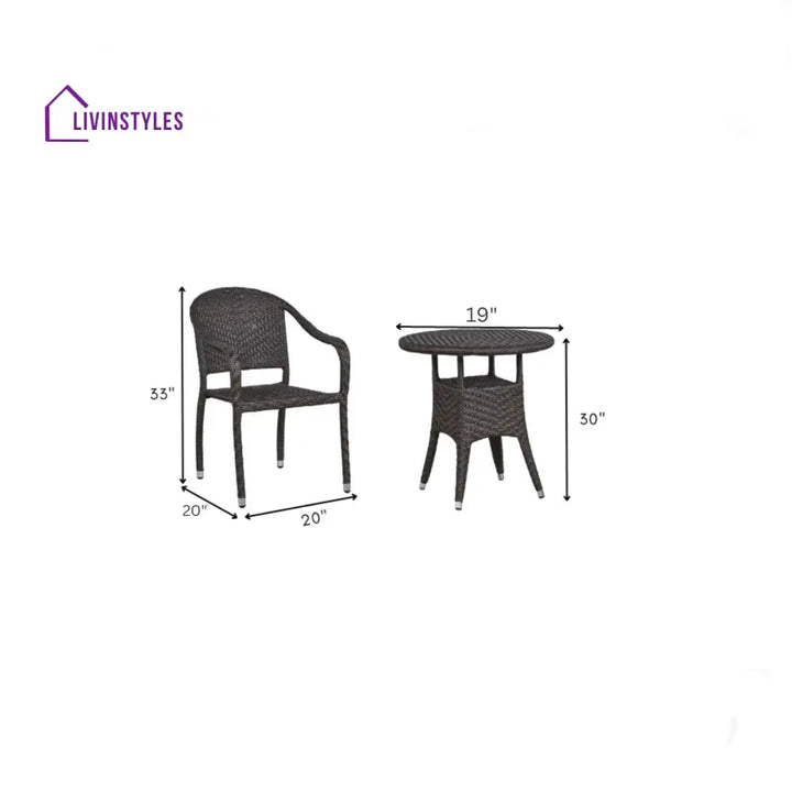 Roselle Outdoor Patio Seating Set 2 Chairs and 1 Table Set - Coffee Table Sets