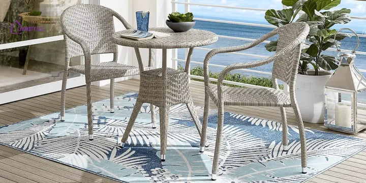 Roselle Outdoor Patio Seating Set 2 Chairs and 1 Table Set - Grey - Coffee Table Sets