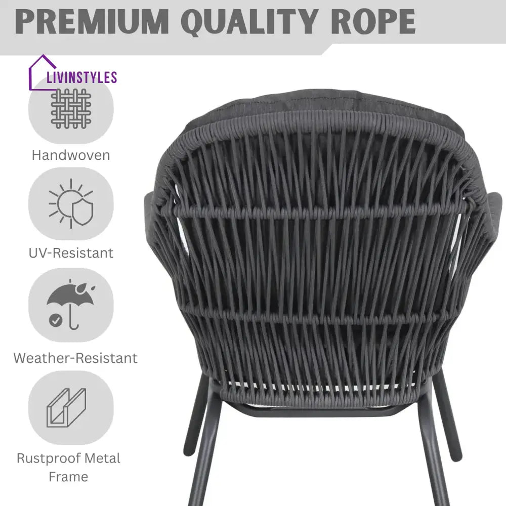 Roshni 3 Piece Outdoor Rope Patio Set - Patio Set
