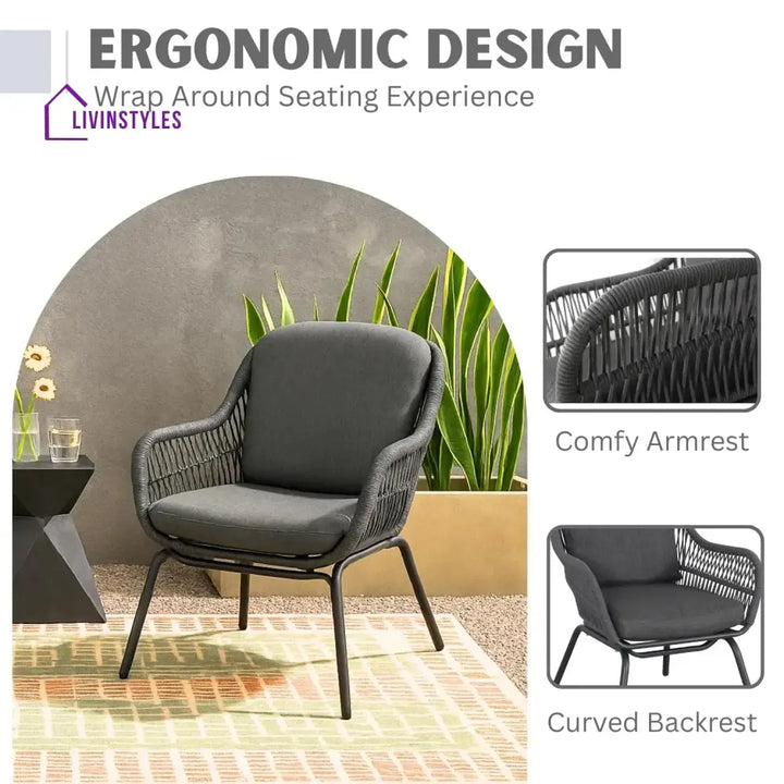 Roshni 3 Piece Outdoor Rope Patio Set - Patio Set