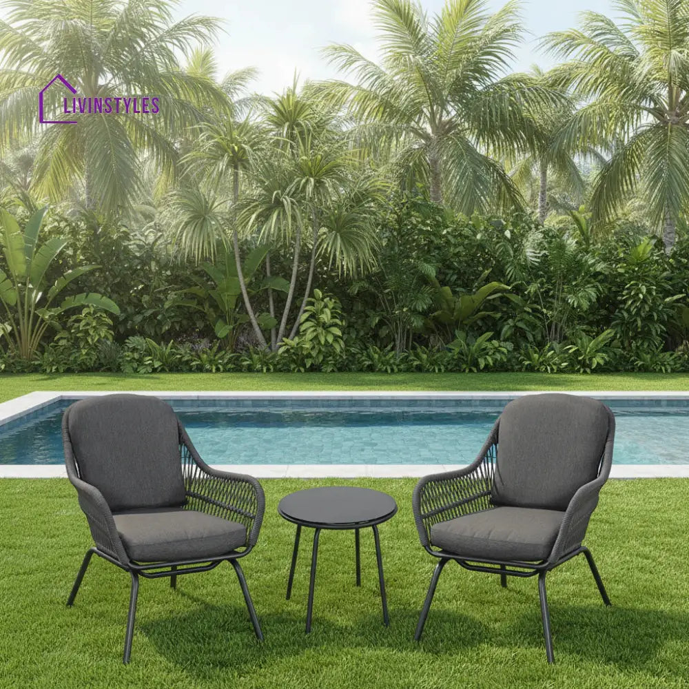 Roshni 3 Piece Outdoor Rope Patio Set - Patio Set